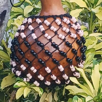 Sekere, Yoruba-style beaded gourd rattle, shekere, sakara image 3