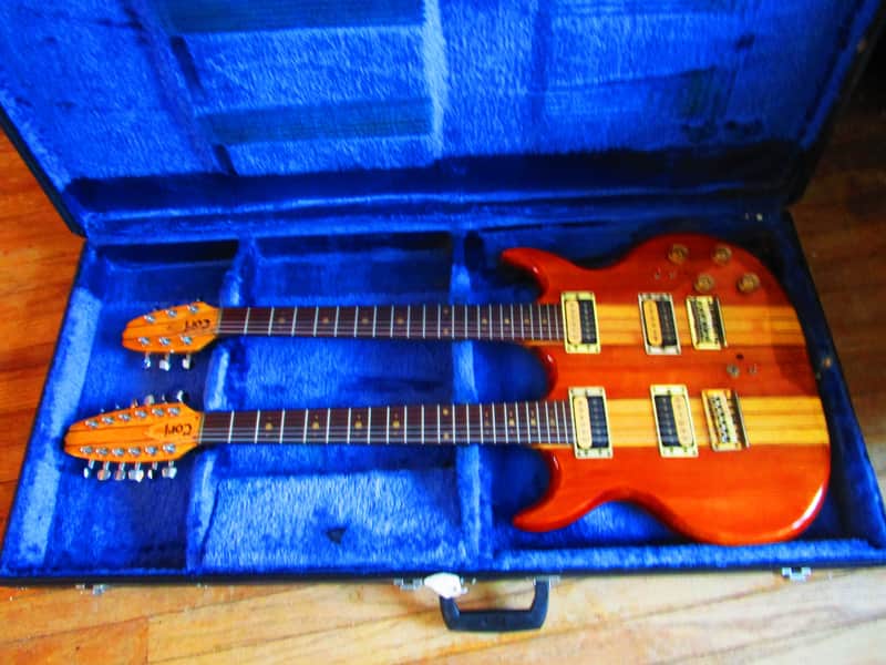 Cort Double Neck Guitar, Late 1970's, Japan, Neck Thru Body, 6 & 12 Necks. Case image 1