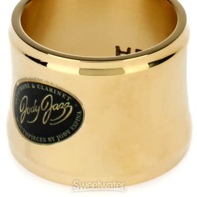 JodyJazz HRB1 Power Ring Ligature with Cap for Hard Rubber Baritone Saxophone Mouthpiece - Gold (JJBSRPRGCapd1) image 1