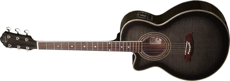 Oscar Schmidt 6 String Folk Cutaway Left-Handed Acoustic Electric Guitar, Flame Trans Black (OG10CEFTBLH-A-U) image 1