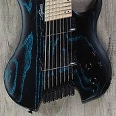 Legator GHFB8 Ghost Fanned Fret 8-String Electric Guitar Maple Board Blue Ash image 2