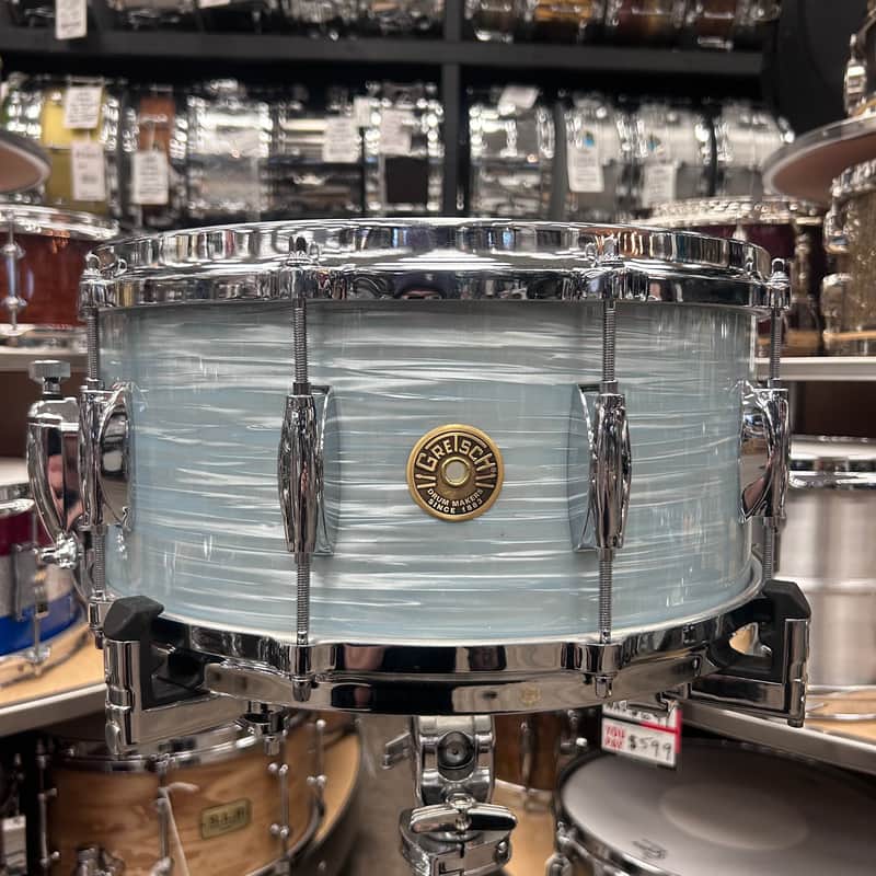 Gretsch USA Custom 6.5 x 14" Snare Drum, 10 Lugs (Vintage Oyster White) image 1