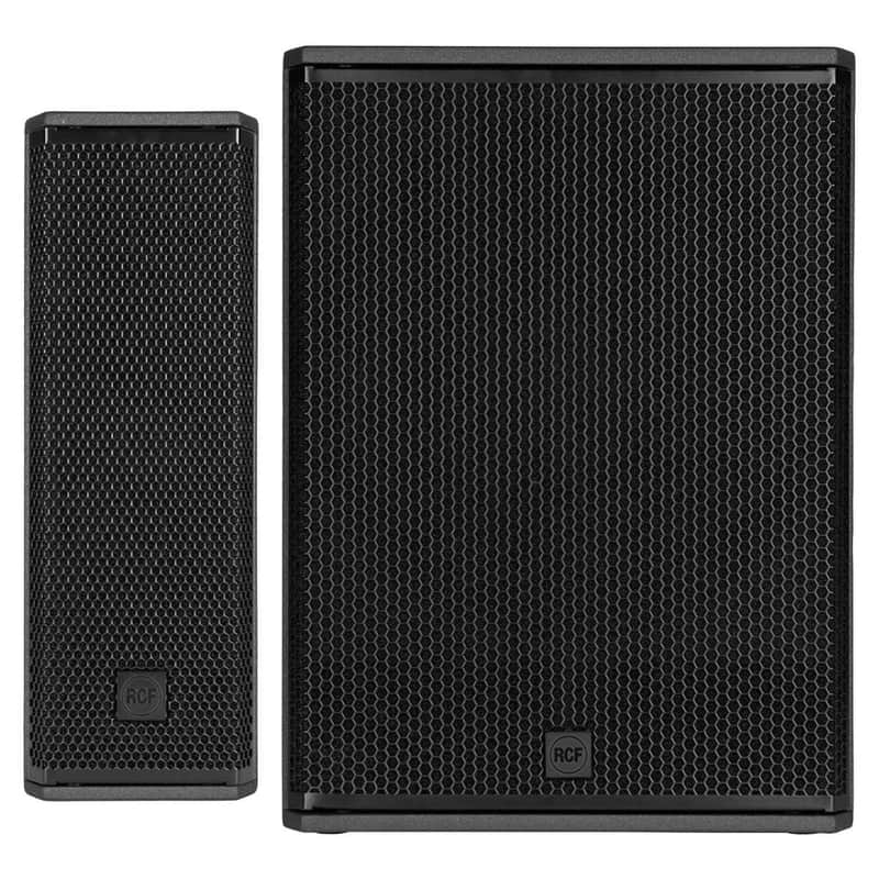 RCF NXL 14-A Compact Active Column Speaker Black w SUB18-AX 18" Subwoofer image 1