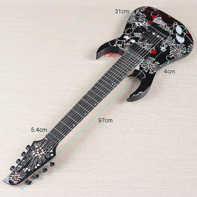 39 Inch 8 String Custom Electric Guitar, Solid Basswood Body, Maple Neck image 9