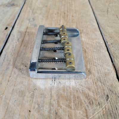 Unbranded Bass Bridge 1980s Brass Saddles Brass over Chrome Base 4 String image 3