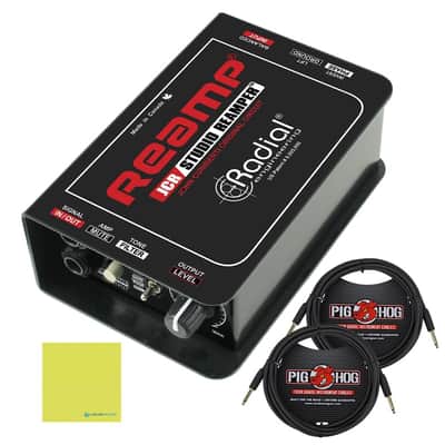 Radial Engineering Reamp JCR Studio Reamper Circuit Bundle w/ 2-Pack Pig Hog "Black Woven" Instrument Cable and Liquid Audio Polishing Cloth image 1