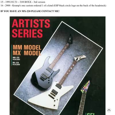 ESP Mx-220 James Hetfield Eet Fuk Olympic White Metallica Explorer Mx220 Mx250 image 25