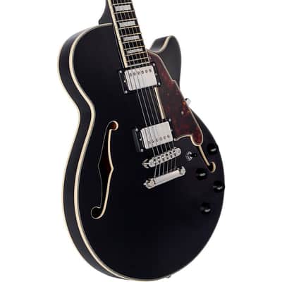D'Angelico Premier SS Semi-Hollow Electric Guitar With Stopbar Tailpiece Regular Black Flake image 5