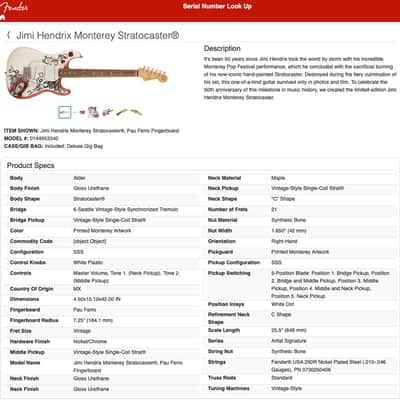 Fender Jimi Hendrix Monterey (Cleanest!) Artist Series Signature 60s Stratocaster +Bag & Papers 83771 image 14