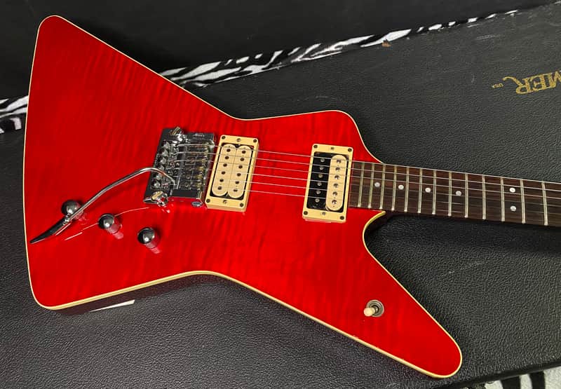 1979 - 1981 Hamer USA Standard Explorer Flame Top Transparent Cherry - Kahler Trem - Extremely RARE! Original Hamer Case - Four Digit Serial # 0583 image 1