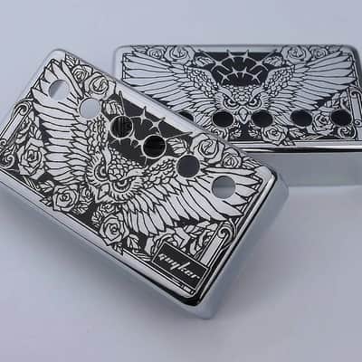 52/50mm Owl Top Guitar Humbucker Pickups Covers Set in Chrome image 2