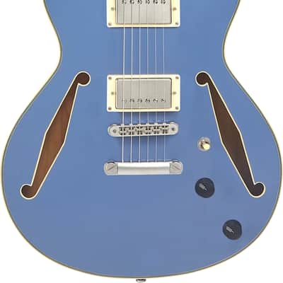 D'Angelico Excel Mini DC Tour Semi-hollowbody Electric Guitar - Slate Blue image 4