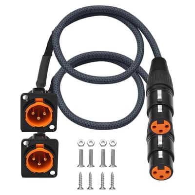 XLR Pass Through Cable, XLR Male Panel Mount to Female Connector Adapter, Mic Feed/Pass Thru Converter for Stage Box, Patch Panel, Floor Box (Male D-Type Female 2-Pack 2FT) image 1
