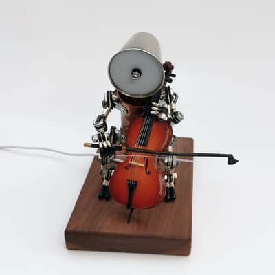 Cello Robot Cellist Ornaments Punk Industrial style Small Lamp Gift By Handmade,price include the import duty for US buyer image 7