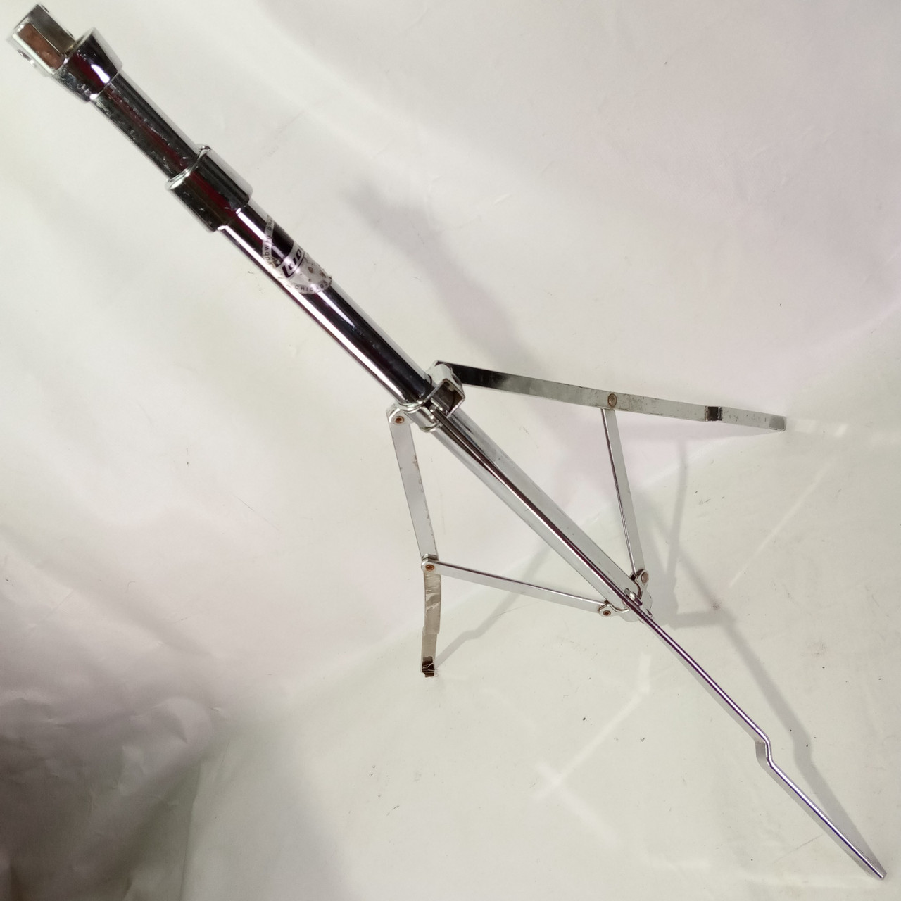 Ludwig Tripod Cymbal Stand Base+Tube Chrome Single-Braced Part Black/White Label — main photograph