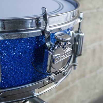 Rogers 5" x 14" 1960's Luxor Blue Sparkle Snare Drum image 9