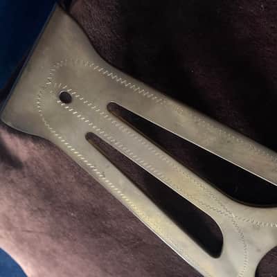 NOS-Gibson  Super 400 Exclusive Tailpiece  Late 80’s - Engraved Solid Brass Natural Aged Brass Patina. *Includes Vintage Super 400 Truss Rod cover w/screws image 5