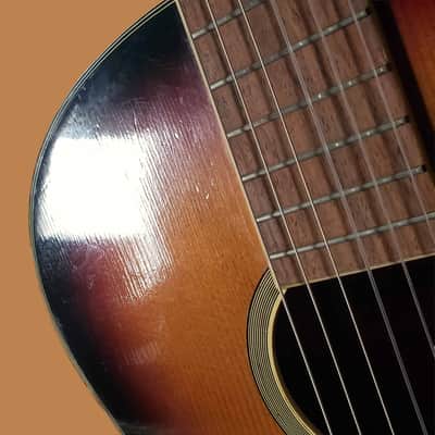 1960s Terada-T Haruo C-312 Folk Guitar Sunburst Solid Spruce/Maple Nylon String, Luthier Restored image 12