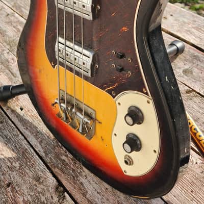 Univox Hi Flyer Bass Tobacco Burst w Speed Bump Pups 1960s Japan image 16