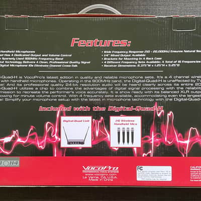 VocoPro Digital-Quad-H3 Four-Channel UHF Wireless Handheld Microphone System (903.1 to 912.2 MHz) image 5