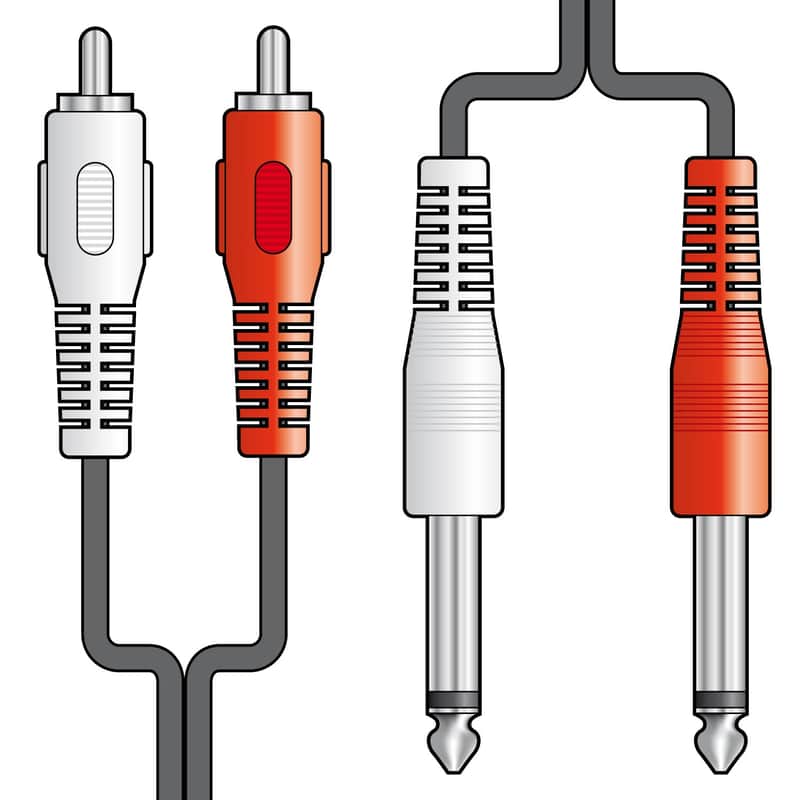 Avlink 2 x RCA plugs to 2 x 6.3mm mono plugs lead 1.2m image 1