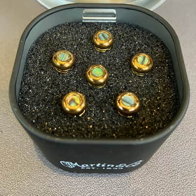 Martin APP0014 Luxe Liquid Metal Bridge Pin Set - Gold w/ Paua Abalone image 2
