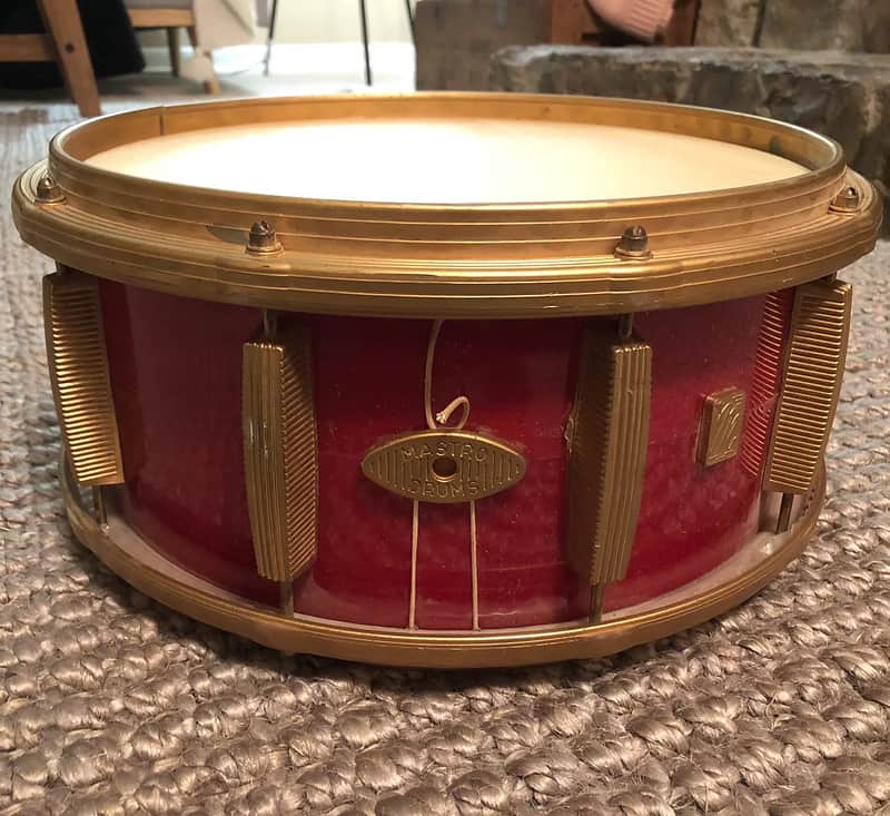 Mastro 5.5x13" Plastic Snare Drum Red Sparkle 1960s image 1