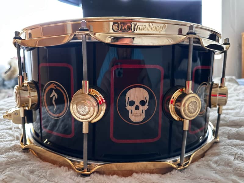 DW DREX6514SSG-R2 Collector's Series "R40" Neil Peart Signature Icon 6.5x14" Snare Drum 2016 - Black with Neil Peart Graphic image 1