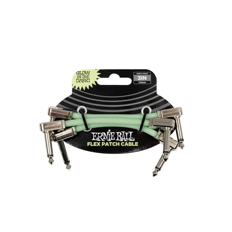 Ernie Ball 6474 Flex Patch Cable Glow In Dark 7.62 Cm 3 Pk image 1