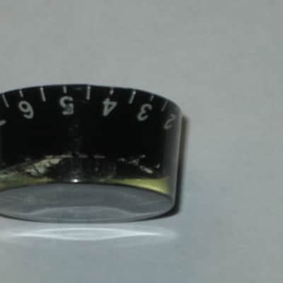 ONE (1 individual knob) unknown brand used (INNER Upper Center area has INTERNAL cracks) Black Speed Knob (numbers 0 to 11) black hard plastic with off white numbers & white dashes -- Funny & Rare, for 24 spline shaft image 21