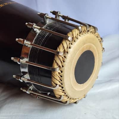 Handmade Traditional Indian Naal Drum - Dark Brown with Hand-Painted Decoration image 8