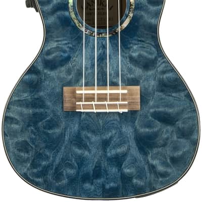 LANIKAI QM-BLCEC Quilted Maple Konzert Elektro-Akustik-Ukulele inkl. Koffer blue stain image 2