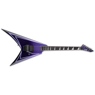 ESP LTD Alexi Laiho Hexed Sawtooth Guitar w/ EMG Passive Pickup & Form Fit Case - Purple Fade w/ Pinstripes image 3