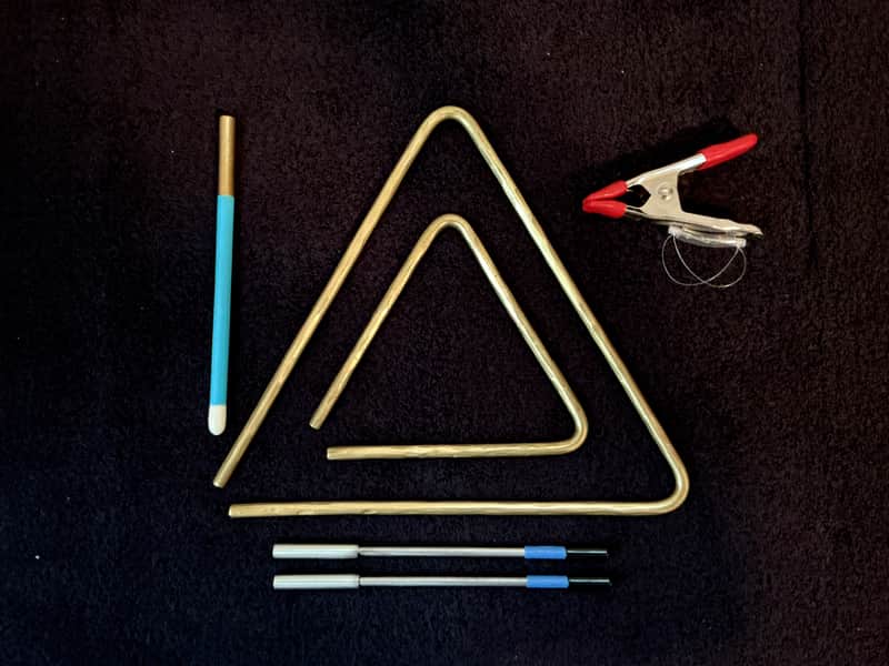 Custom Hammered C260 Brass Alloy Triangles (sound file) image 1