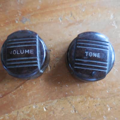 Gibson Volume & Tone Knobs Fat Brown Bakelite Knobs 30's-40's image 2