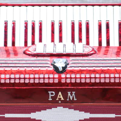 PAM Accordion 120-Bass 41-Key 5-Treble Switch Red Piano Accordion w/Case image 5