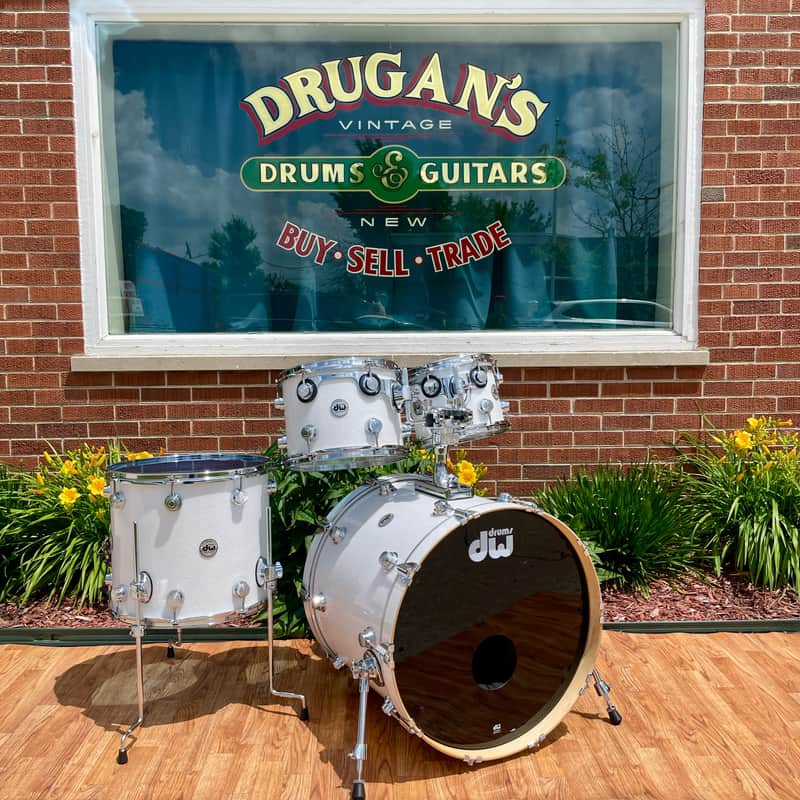 DW Collector's Series Pure Maple Standard 4pc Drum Set White Glass Glitter 22/10/12/16 image 1