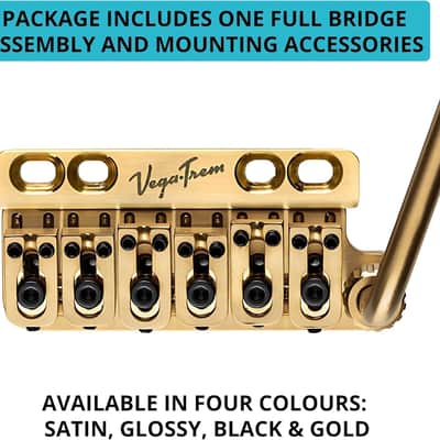 Vega-Trem VT1 Special Standard 6-Screw Stratocaster Guitar Tremolo Bridge For Strat No Mods Easy Installation (Gold, Right) image 3