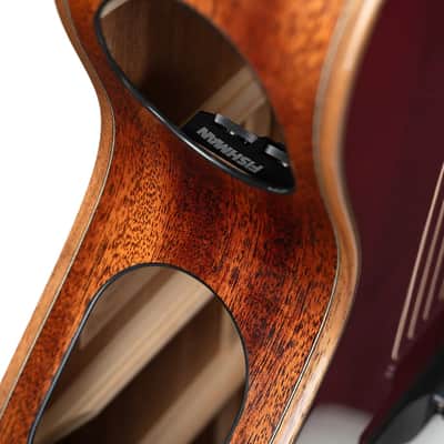 Cort MODERNBURGANDY Modern Concert Body Venetian Cutaway Solid European Sitka Spruce Top Walnut Reinforced Mahogany Neck 6-String Acoustic-Electric Guitar w/Hard Case image 6