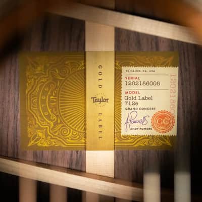 Taylor Gold Label 712e Grand Concert Acoustic/Electric Guitar - Natural with Hardshell Case image 14