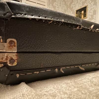 Vintage 1970’s Fender USA Mustang Guitar Case Black Exterior w Maroon Interior Fits Tele Strat image 24