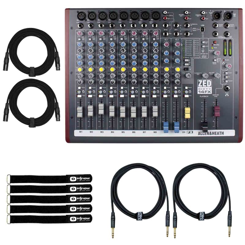 Allen & Heath ZED60-14FX 14 Channel Multipurpose FX Mixer w Effects & Cables imagen 1
