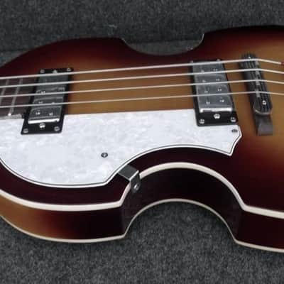 Hofner HI-BB-SB-L Left Handed Ignition Violin Bass Sunburst & Guardian CG-02-VB Hard shell Case image 2