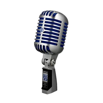 Shure SUPER-55 Deluxe Vocal Mic, Chrome with Blue Foam image 1