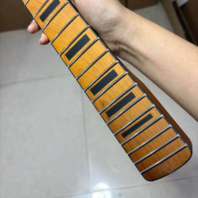 Satin Roasted Maple Guitar neck 22Fret 24inch short scale block inlay big head image 2