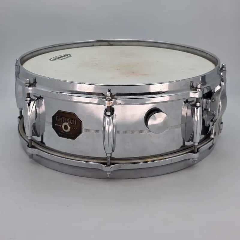 Used Vintage Gretsch 4160 Chrome Over Brass Snare Drum 14x5 - Good image 1