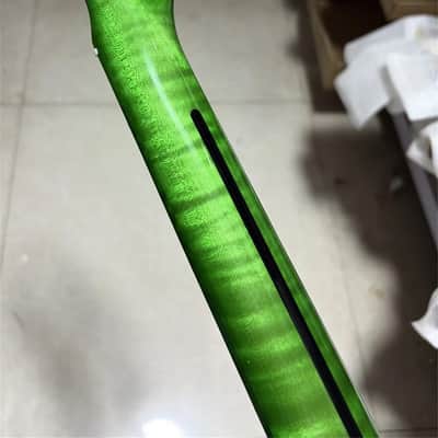 green 22 fret flame Maple electrick guitar neck DIY gloss parts hole 10mm 25.5inch image 6