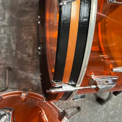 1974 Vintage Ludwig Vistalite 3-Piece Drum Set, Orange image 21