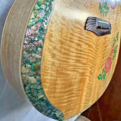 Blueberry Handmade Jumbo Size Acoustic Guitar Floral Motif - Mango Wood Body and Top image 7