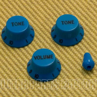 PK-0178-BLUE Blue w/Black Lettering Knob Set for Import Strat